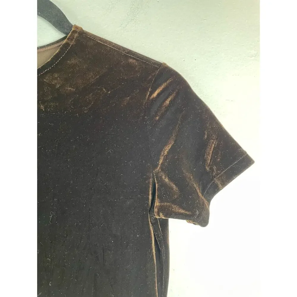J.Crew Velvet Y2K Dress‎ Womens Small Brown Short Preppy Academia Mini Dress